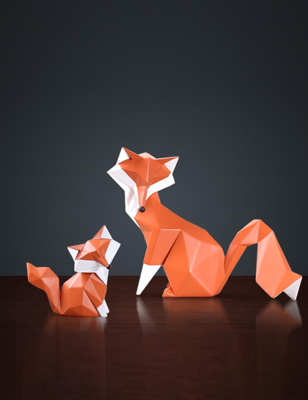 HAUCOZE Fox Figurine Gifts Geometric Sculpture Decor Animal Gifts Statue Polyresin Arts 4.0 inch