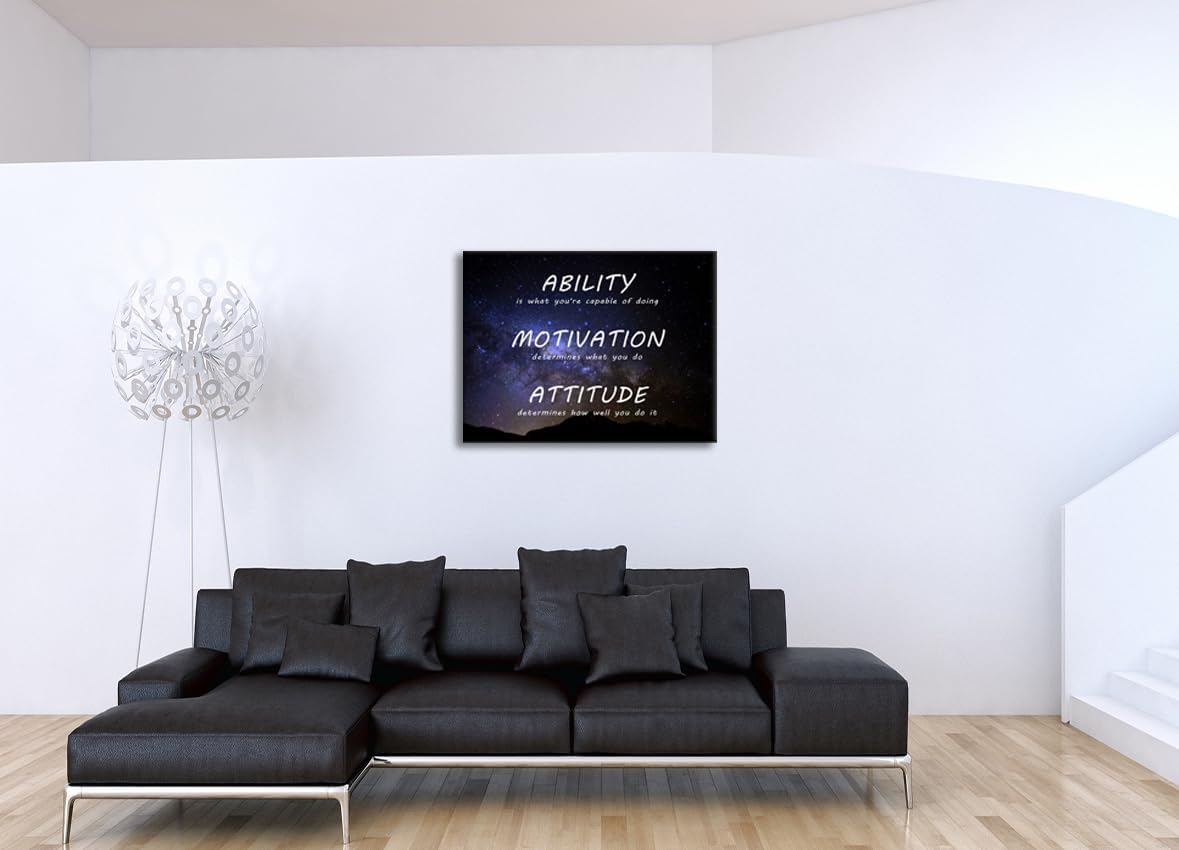 Inspirational Canvas Wall Art Ability Motivation Attitude Painting Picture Motivational Positive Quotes Modern Inspiring Posters Prints Artwork Home Classroom Office Wall Decor Framed [30''Wx 40''H]