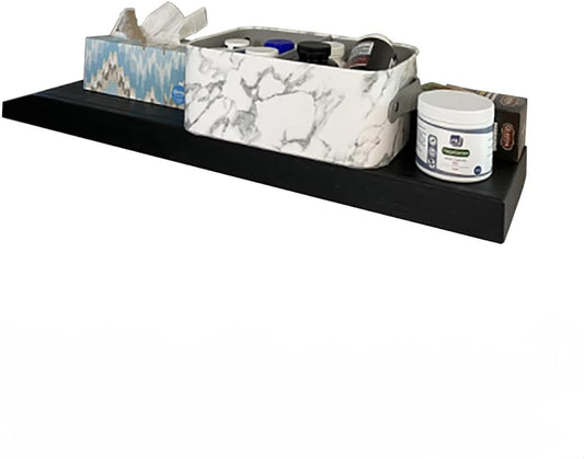 Joel's Antiques 42 Inch Wooden Floating Shelves for Wall - 42x8x2 in - Made of Natural Wood - Heavy Duty Rustic Wall Shelves Made in USA - Perfect for Living Room, Kitchen - Black