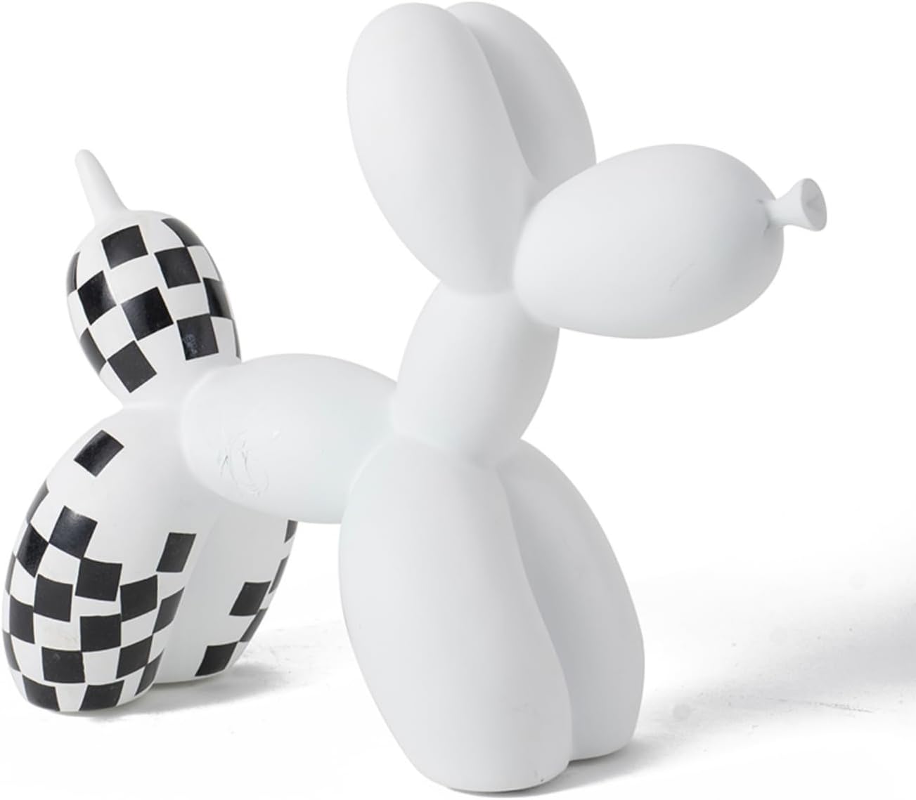 Vilead Resin Balloon Dog Statue with Checkered Pattern,Modern Home Decoration Trendy Animal Art Ornaments,Collection Figurine Bedroom Living Room Office Desktop Sculpture