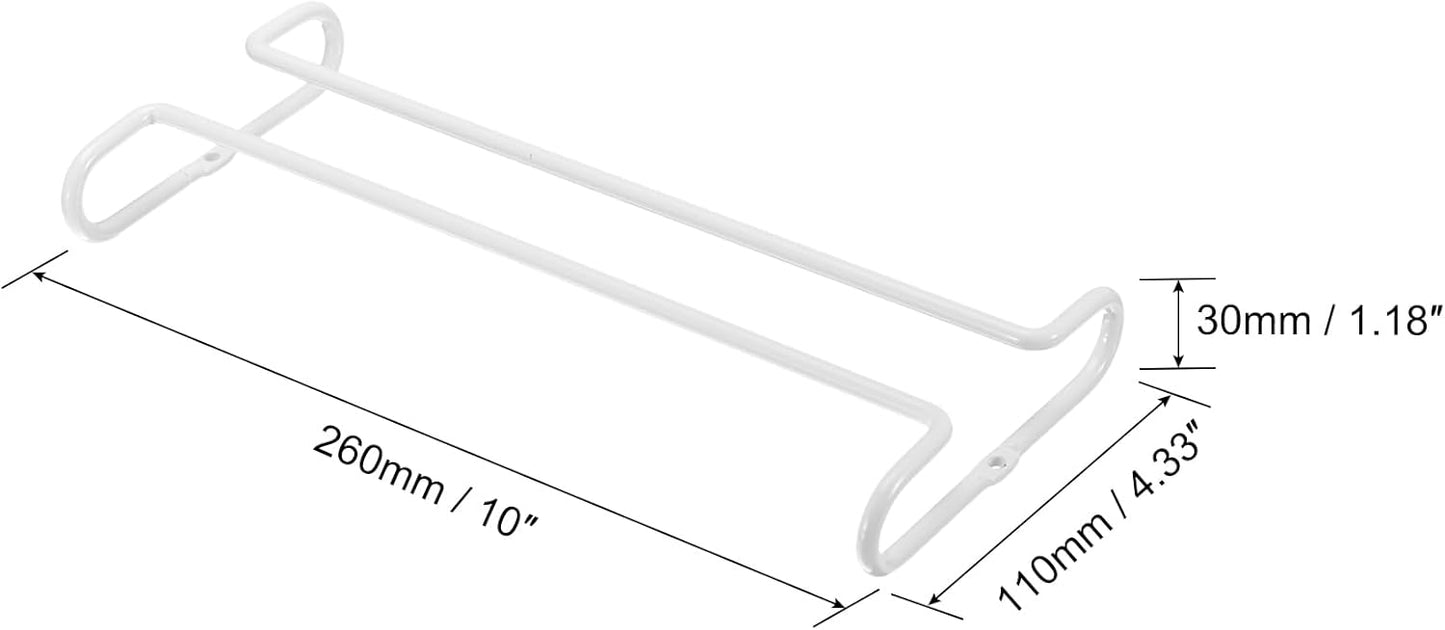 uxcell Wine Glass Rack Under Cabinet, 4Pcs 10-Inch Stemware Wine Glass Hanging Rack Stainless Steel Wine Glass Organizer Storage Hanger for 5mm Stemware Column, White