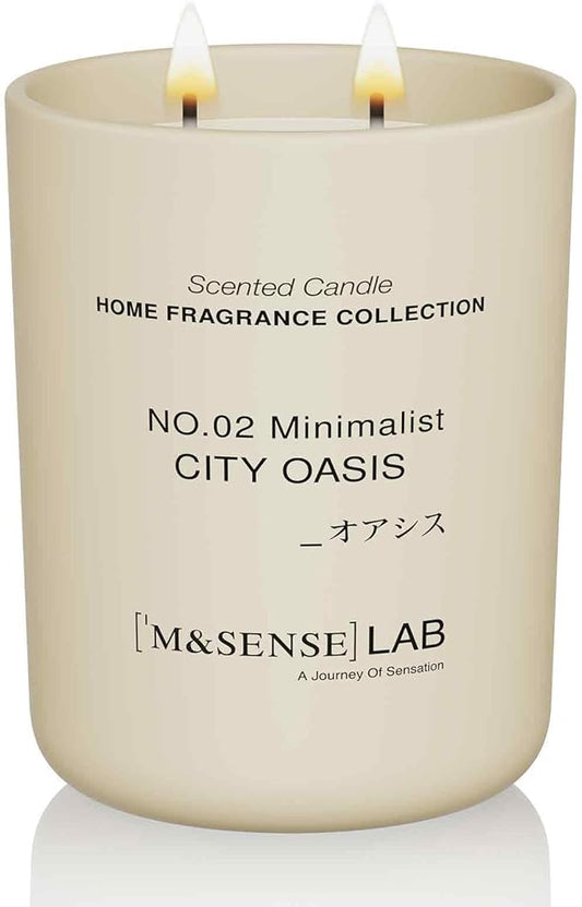 M&SENSE Natural Soy Candle| City Oasis | 16.6 oz, 95H Burn | Minimalist Scented Candle for Relaxation, Gifting, Home Décor | for Bedroom, Office, Party Large