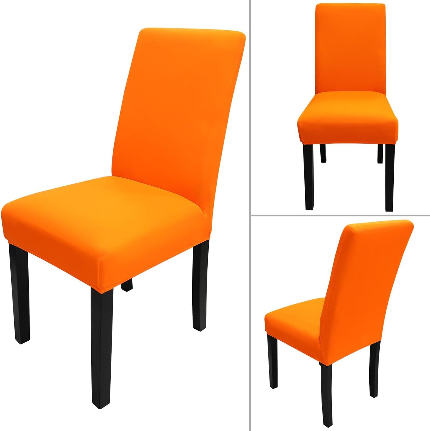JQinHome Dining Chair Slipcover, High Stretch Removable Washable Chair Seat Protector Cover Set of 4,Chair Covers for Halloween Dining Room, Kitchen,Home Party,Wedding Ceremony(Orange, 4PC)