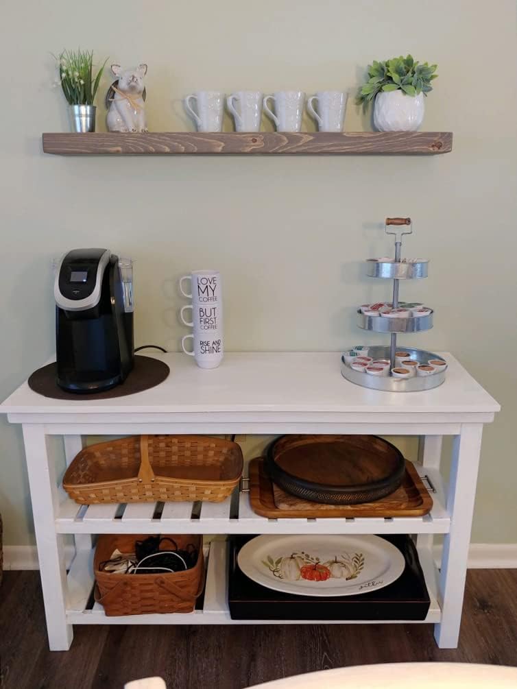 joelsantiques 42 Inch Wooden Floating Shelves for Wall - 42x6x2 in - Made of Natural Wood - Long Heavy Duty Rustic Wall Shelves for Bedroom - Perfect for Living Room, Kitchen - Gray - Grey