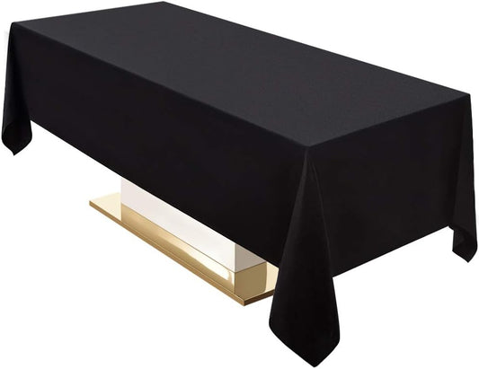 Surmente Black Tablecloth 60 x 120-inch Rectangular Polyester Table Cloth for Weddings, Banquets, or Restaurants
