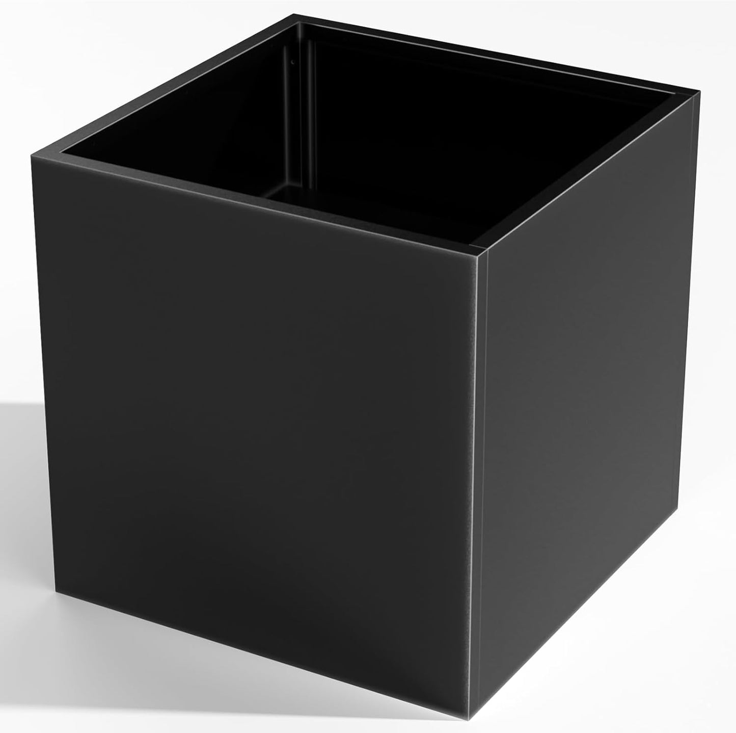 Tall Metal Cube Planter for Outdoor Plants 20" L x 20" W x 20" H, Heavy Duty Steel Rectangular Planter Box with Removable Insert Shelf, Modern Décor for Outside, Indoor, Garden (Black)