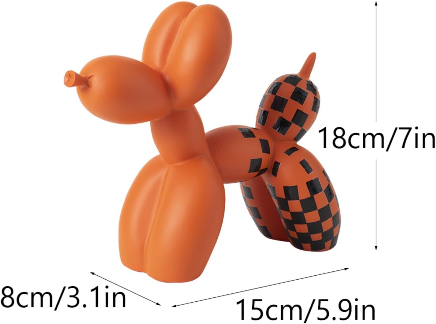 Vilead Resin Balloon Dog Statue with Checkered Pattern,Modern Home Decoration Trendy Animal Art Ornaments,Collection Figurine Bedroom Living Room Office Desktop Sculpture
