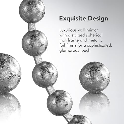 Madison Park Round Mirror, Metal Frame Circle Mirror 27 inch, Wall Art Decor Mounted Hanging for Entryway, Bathroom, hallway, Living Room, Vanity, Marlowe, Silver