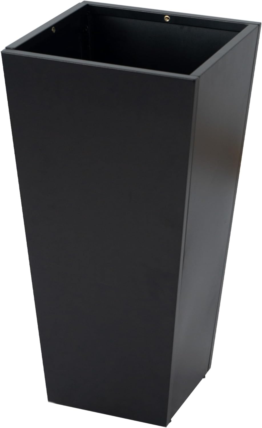 Kozyard 15.4" x 15.4" x 30" Tall Taper Black Metal Planter Flower Plant Pot Indoor Outdoor Planters Steel Flower Pot All-Weather Use with 2 Partition Panels for for Trees, Plants Flowers