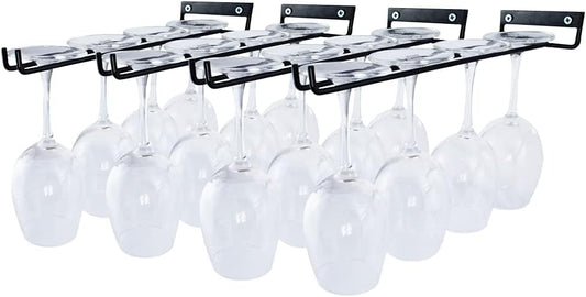 4 Packs 12 Inch Wine Glass Racks Cup Wall Mounted Stemware Hanging Wine Glasses Holder Under Cabinet Wire Wine Decor Racks