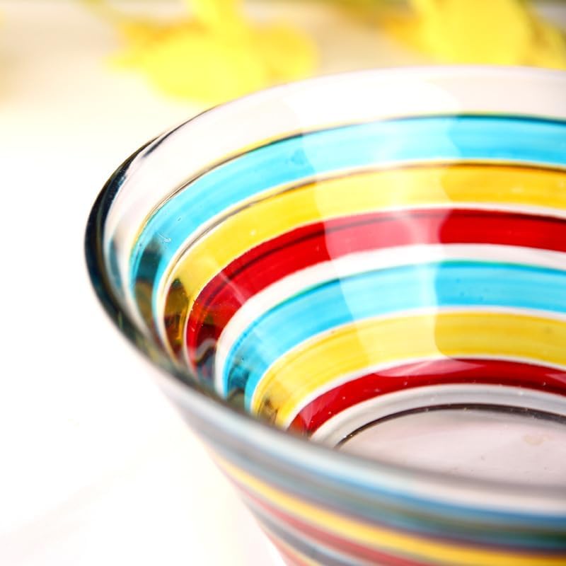 Decorative Bowl Stained Glass Candy Dishes, Set of 2, Hand Painted Colorful Glass Bowl for Snack, Dessert 6.75 oz