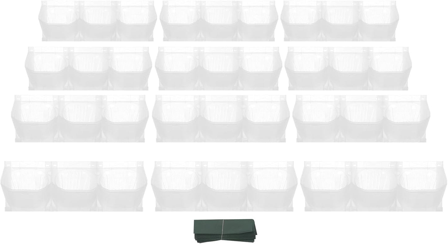 12Pieces 3-Pot Wall Planter Vertical Garden Plant Walls Wall Mounted Vertical Planter with Water-Storage Layer Stackable Wall-Mounted Flower Pot for Gardens, Balconies 180.78lbs Total Capacity (White)