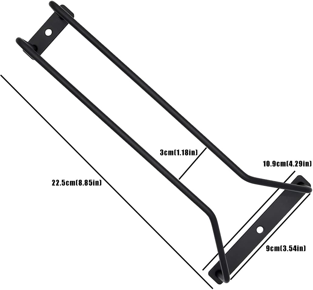 8.8-Inch Wine Glass Rack - Under Cabinet Stemware Wine Glass Holder Glasses Storage Hanger Metal Organizer for Bar Kitchen Black (1 Rows, 3 Pack)