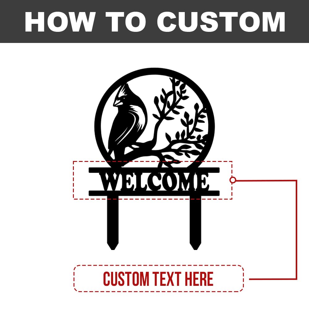 Personalized Name Garden Cardinal Metal Signs with Stake, Custom Family Name Yard Decor for Outdoor Outside, Cardinal Lawn Patio Stake Gardening Enthusiasts Grandmothers Gift