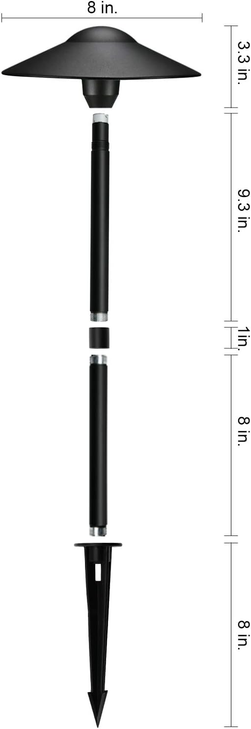 3W LED Landscape Lights Landscape Lighting Low Voltage Outdoor Pathway Lighting Replaceable LED Bulb 3000K Aluminum housing with ABS Ground Stake for Yard Patio Driveway Black, Pack of 6