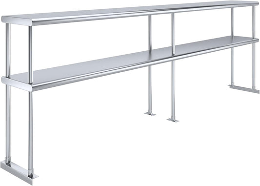 AmGood Double OverShelf Stainless Steel NSF - Many (96" Long x 12" Deep)