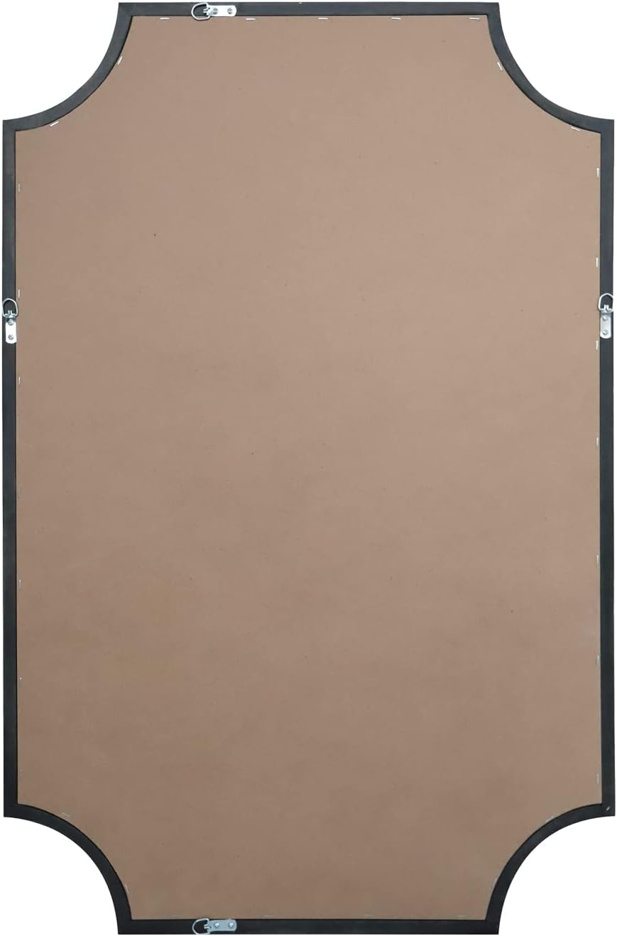 WallBeyond 24" x 36" Full Scalloped Corners Arch Rectangle Wall Mirror with Wood Frame for Entryway, Living Room or Bedroom Home Decor - Light Woodgrain [24" x 36" Black]