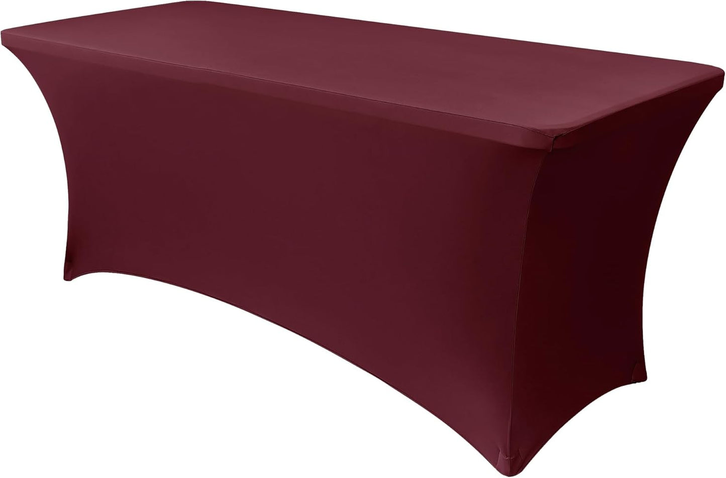 Obstal Spandex Table Cover 6ft Fitted Tablecloth Rectangular - Stretch Rectangle Folding Table Cloth for Birthday Party Wedding Banquet, Wine Red, 72L x 30W Inch