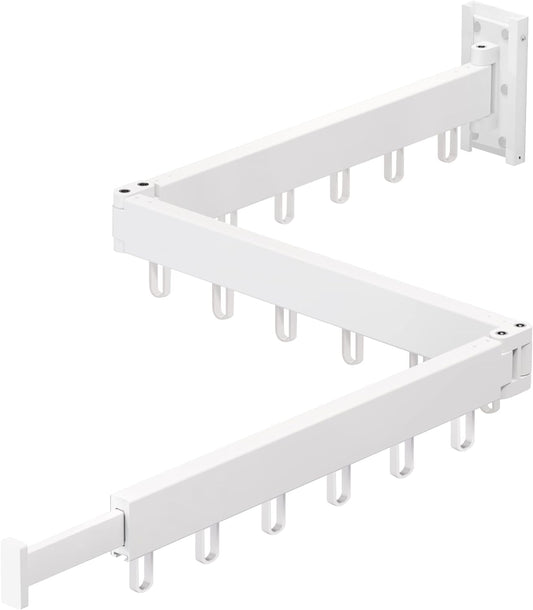 Clothes Drying Rack Wall Mounted,Drying Rack Clothing,Clothes Hanging Rack,Retractable,Collapsible(Tri-Fold), White Color(Ring)