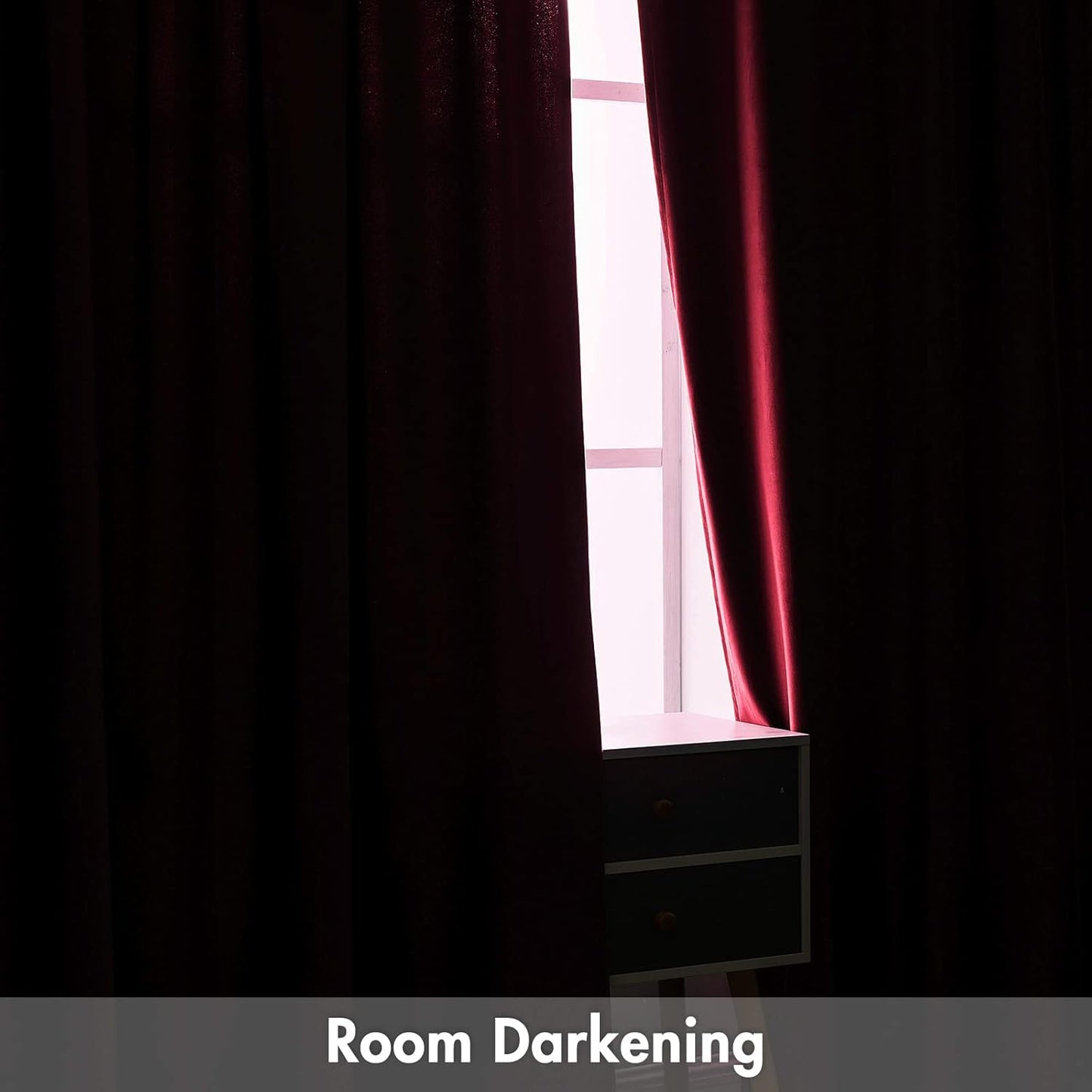 MIULEE Burgundy Velvet Curtains Thermal Insulated Blackout Curtain Christmas Drapes for Bedroom Living Room Darkening 96 Inches Long Curtains Panels Rod Pocket Set of 2