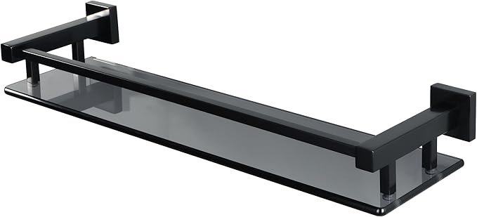 Alise Bathroom Shelves,Matte Black Glass Shelf for Bathroom, Modern Floating Shelves,20 inch