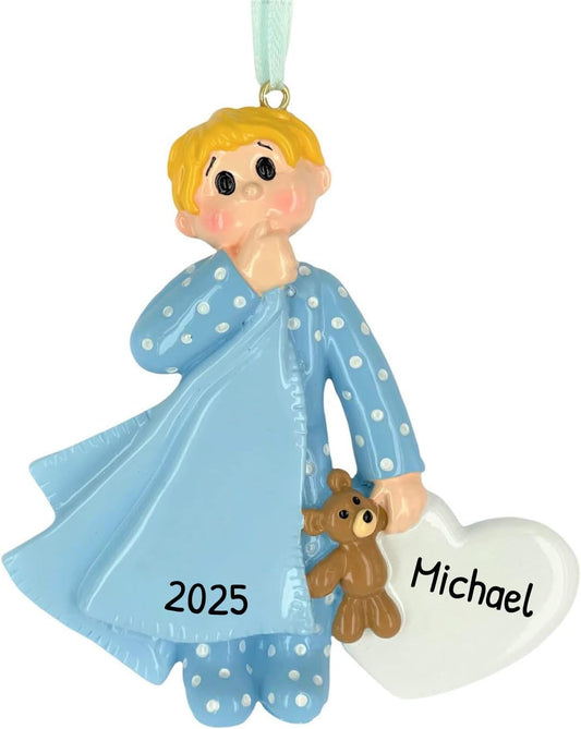 Personalized 2nd Christmas Boy Tree Ornament 2024 - Baby Child Hold Heart Second - Free Customization