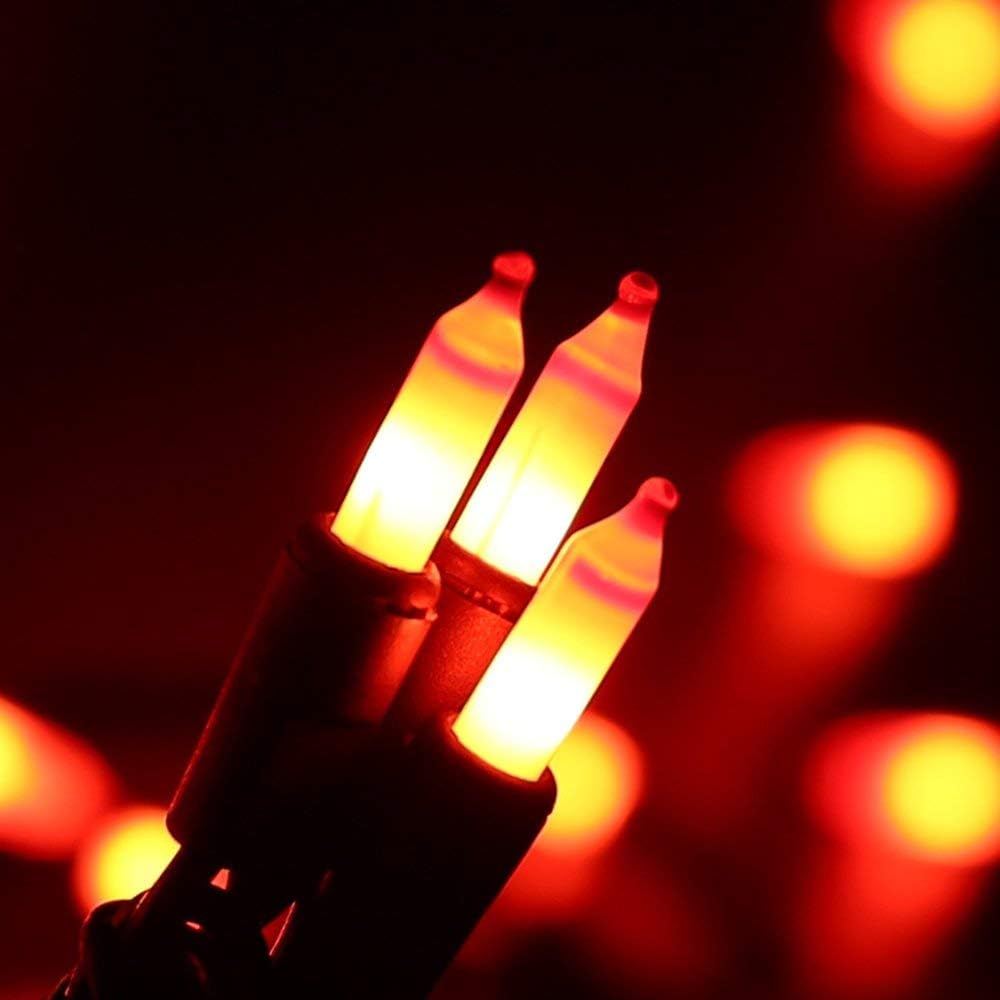 Brizled Orange Halloween Lights, 21.3ft 100-ct Incandescent String Lights Connectable, UL Certified, Black Wire Mini Light Set for Indoor & Outdoor Decorations, Holiday, Christmas