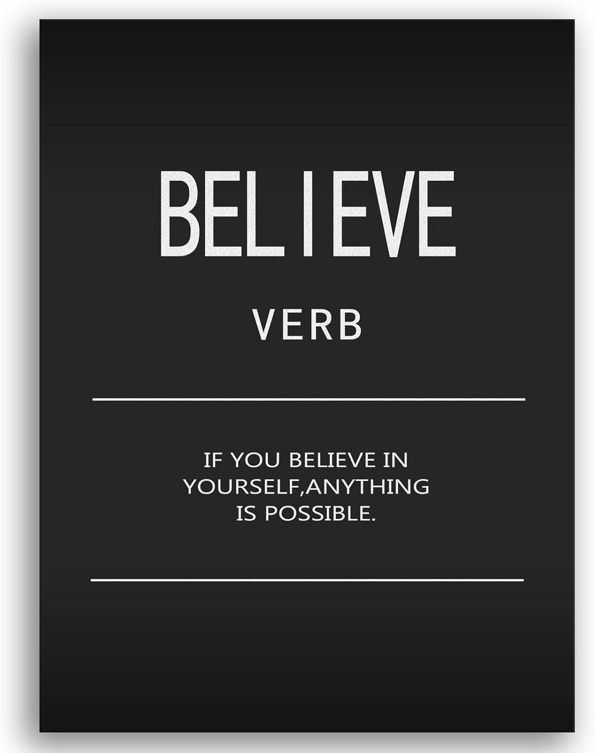 Believe Verb Motivational Quotes Canvas Wall Art Inspirational Positive Poster Print Inspiring Picture Painting Framed Artwork for Office Gym Living Room Wall Decor Ready to Hang[30" W X 40" H]