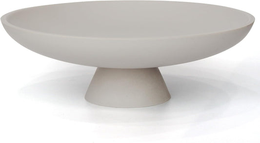 Modern Resin Pedestal Decorative Bowl, Large Fruit Bowl for Kitchen Counter, Stylish Key Bowl for Entryway Table, Grey