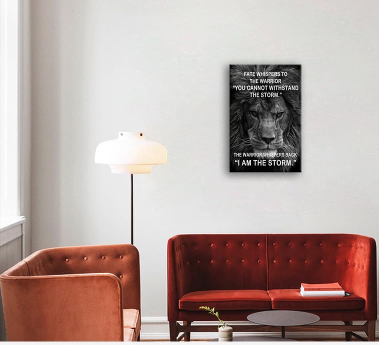 Inspirational Canvas Wall Art Inspiration Painting Pictures Motivational Quotes I Am The Storm Posters Prints Artwork Modern Living Room Home Office Decor Framed Ready to Hang[12" W X 18" H]