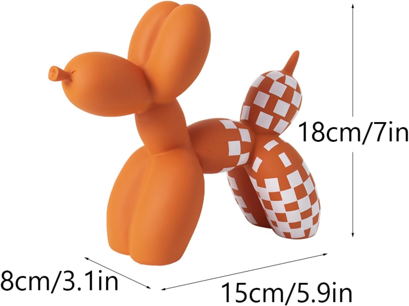 Vilead Resin Balloon Dog Statue with Checkered Pattern,Modern Home Decoration Trendy Animal Art Ornaments,Collection Figurine Bedroom Living Room Office Desktop Sculpture
