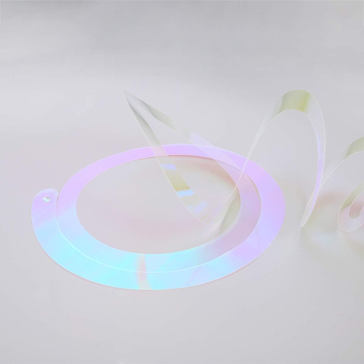 Iridescent White Swirl Hanging Decorations, Shimmer Plastic Streamer for Ceiling, Party Supplies for Birthday Graduation Bachelorette Wedding Baby Shower Graduation Christmas New Year