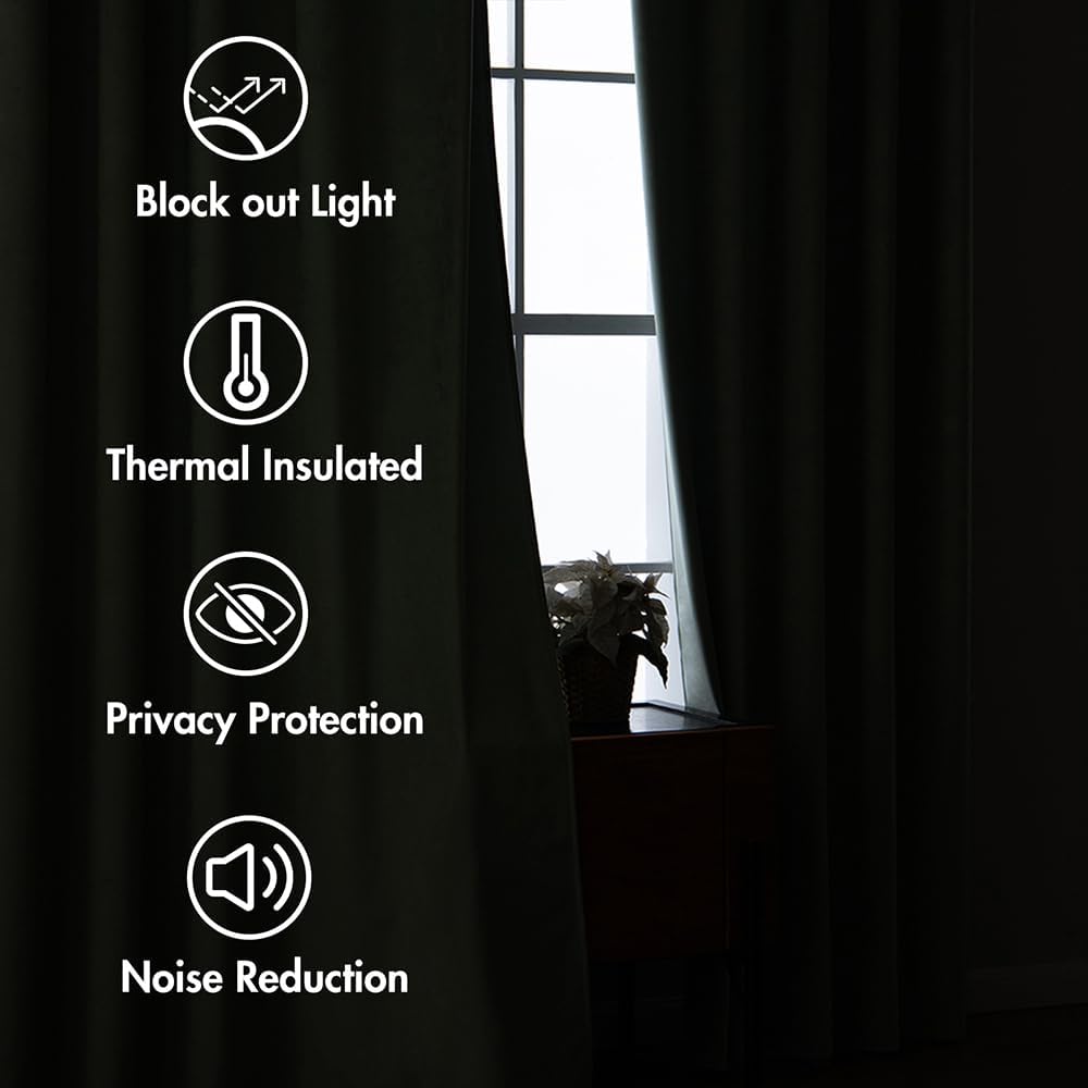 MIULEE Sage Green Velvet Curtains 84 inches 2 Panels - Pinch Pleat Luxury Room Darkening Window Drapes for Bedroom Living Room Blackout Thermal Insulated Super Soft, Back Tab Rod Pocket, W52 x L84