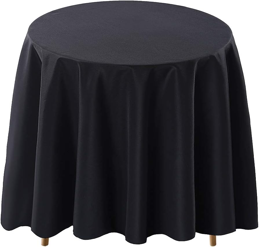 Surmente Black Tablecloth for Round Tables, 108-inch Round Table Cloths for Weddings, Banquets, or Restaurants