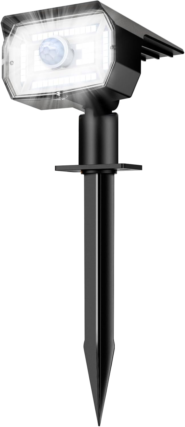 nipify 1 Pack Solar Lights Outdoor Waterproof, Motion Sensor Spot Lights 3 Modes Solar Powered Spotlights 2-in-1 Auto On/Off Landscape Lighting for Outside Yard Wall Garden, Cool White