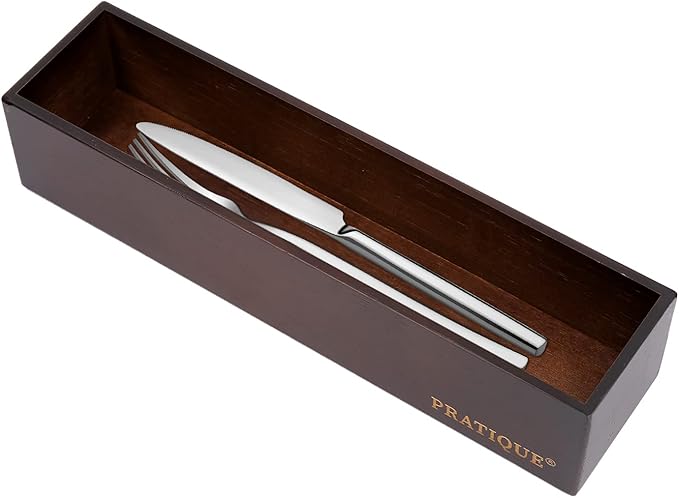 Bamboo Drawer Organizer - Kitchen Utensil Organizer Silverware Tray Cutlery Holder，Office Desk Supplies and Accessories,12 * 3 * 2.6inch,Nut-brown