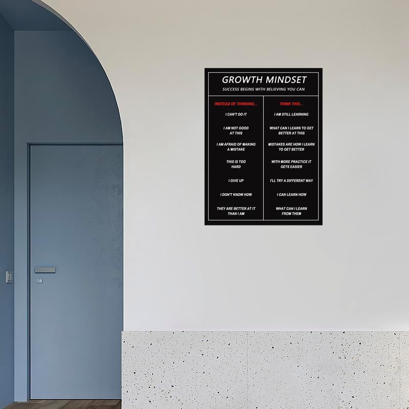 Motivational Canvas Wall Art Inspirational Growth Mindset Poster Canvas Paintings Inspiring Picture Prints Artwork for Home Living Room Office Wall Decor Wooden Framed Ready to Hang [18''W x 24''H]