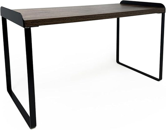 Mitus Shelf Organizer and Storage, Tiered Wood Cabinet Rack for The Kitchen Counter, Bathroom Counter, Pantry Cupboard, Office Desk Bookshelf, 16" Wide Walnut Brown and Black (Large)