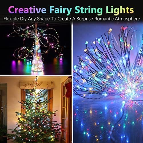 2 Pack 100LED Battery Operated Fairy Lights with Remote, 8 Modes LED String Lights with Timer, Dimmable, Memory Function, Waterproof Twinkle Lights for Outdoor Indoor Christmas Decor(Multicolor)