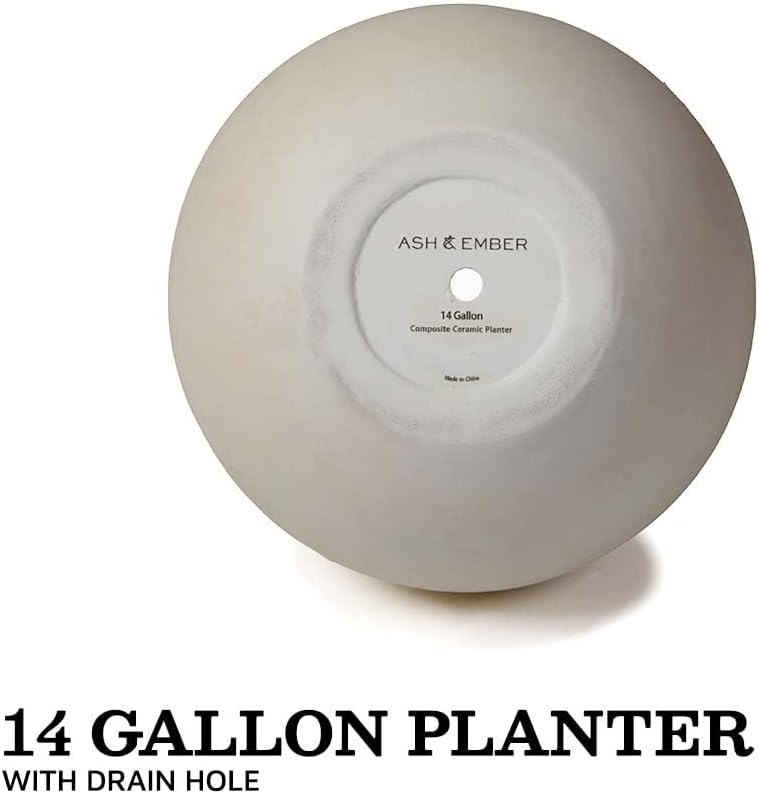 Ash & Ember Onyx 16" D Ceramic Indoor Outdoor Round Sphere Planter, Satin Ivory, Home Decor Evergreen Weather Resistant Modern Planter Pot, Seamless Herb & Seasonal Flower Garden Box