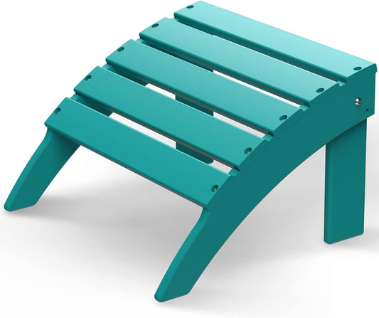 GREENVINES Adirondack-Ottoman | HDPE Plastic | Outdoor Footrest | All Weather | Foot Rest | Foot Stool | Aqua | for Adirondack Chair | for Patio Backyard Pool