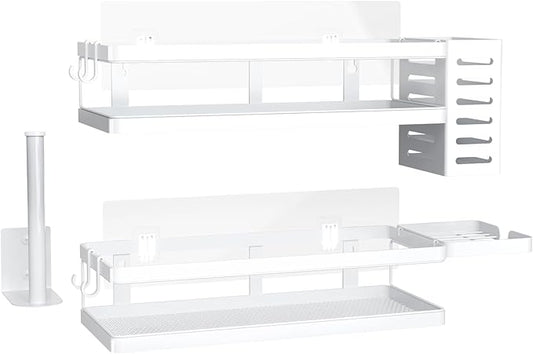 PUSDON Metal Wall Hanging Basket 2 Packs DIY Suitable for Multiple Scenes - Middle White Guardrail Suit