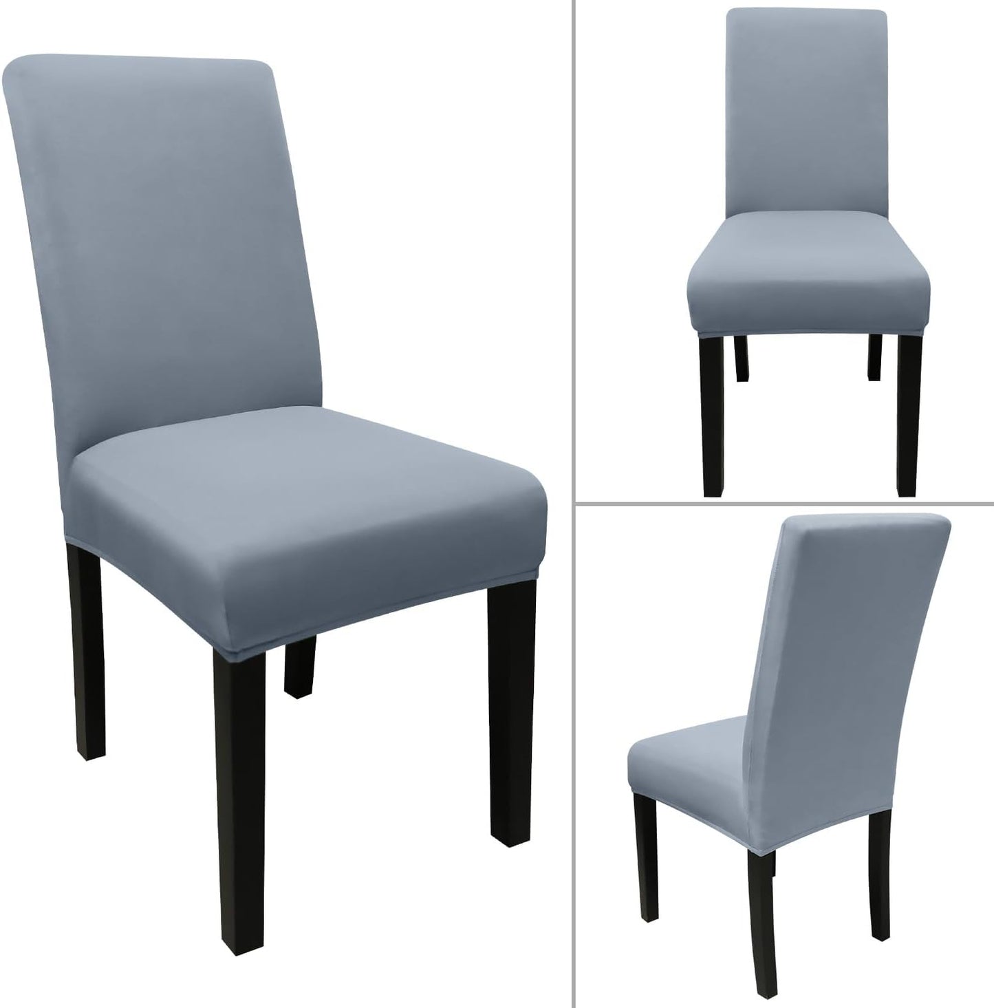 JQinHome Dining Room Chair Covers Set of 12, High Stretch Chair Slipcover Removable Washable Chair Seat Protector Cover for Home Party Hotel Wedding Ceremony (Light Grey)