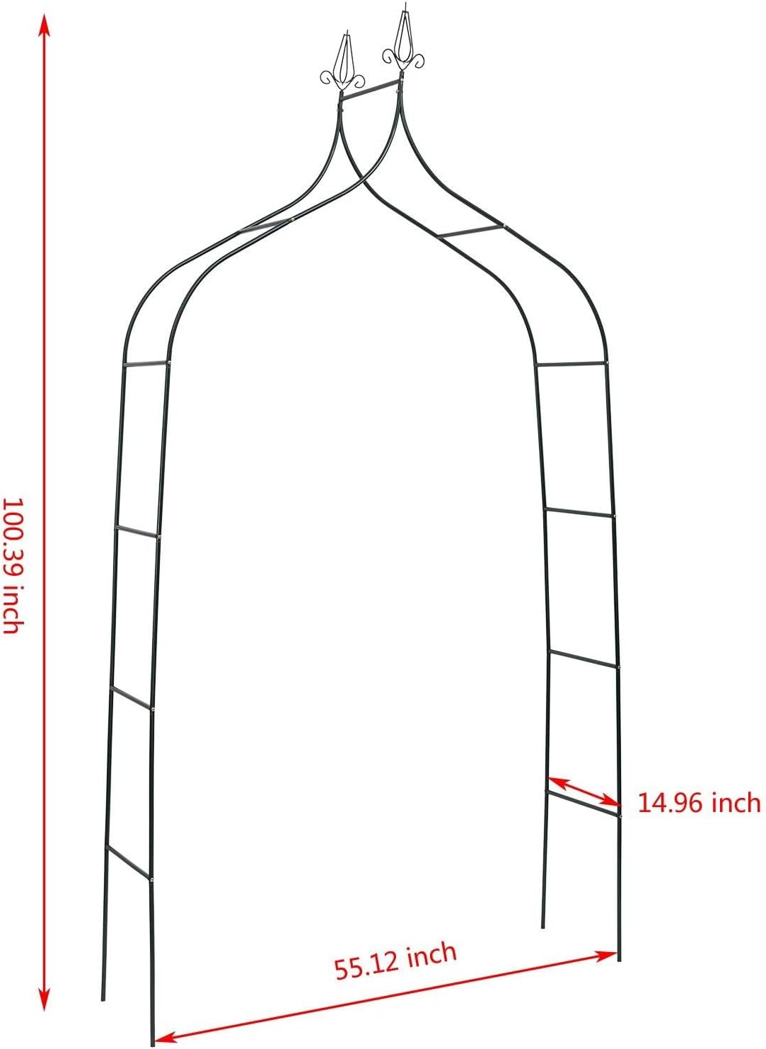 DOEWORKS Wedding Arch Stand, Party Show Backdrop Arch Frame, Garden Metal Arbor, 8'4'' High x 4'7'' Wide, Dark Green.