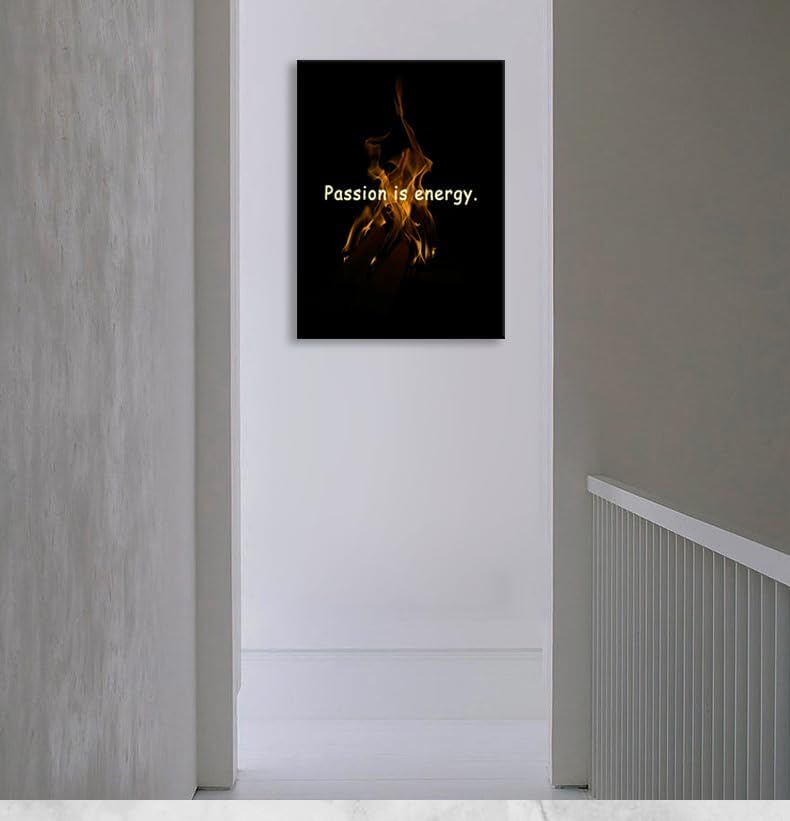 Inspirational Modern Artwork Passion Is The Energy for Doing Anything Motivational Wall Decor Printed Canvas Poster for Office Hallway Gym Bedroom Living Room Framed Ready to Hang[30" W X 40" H]