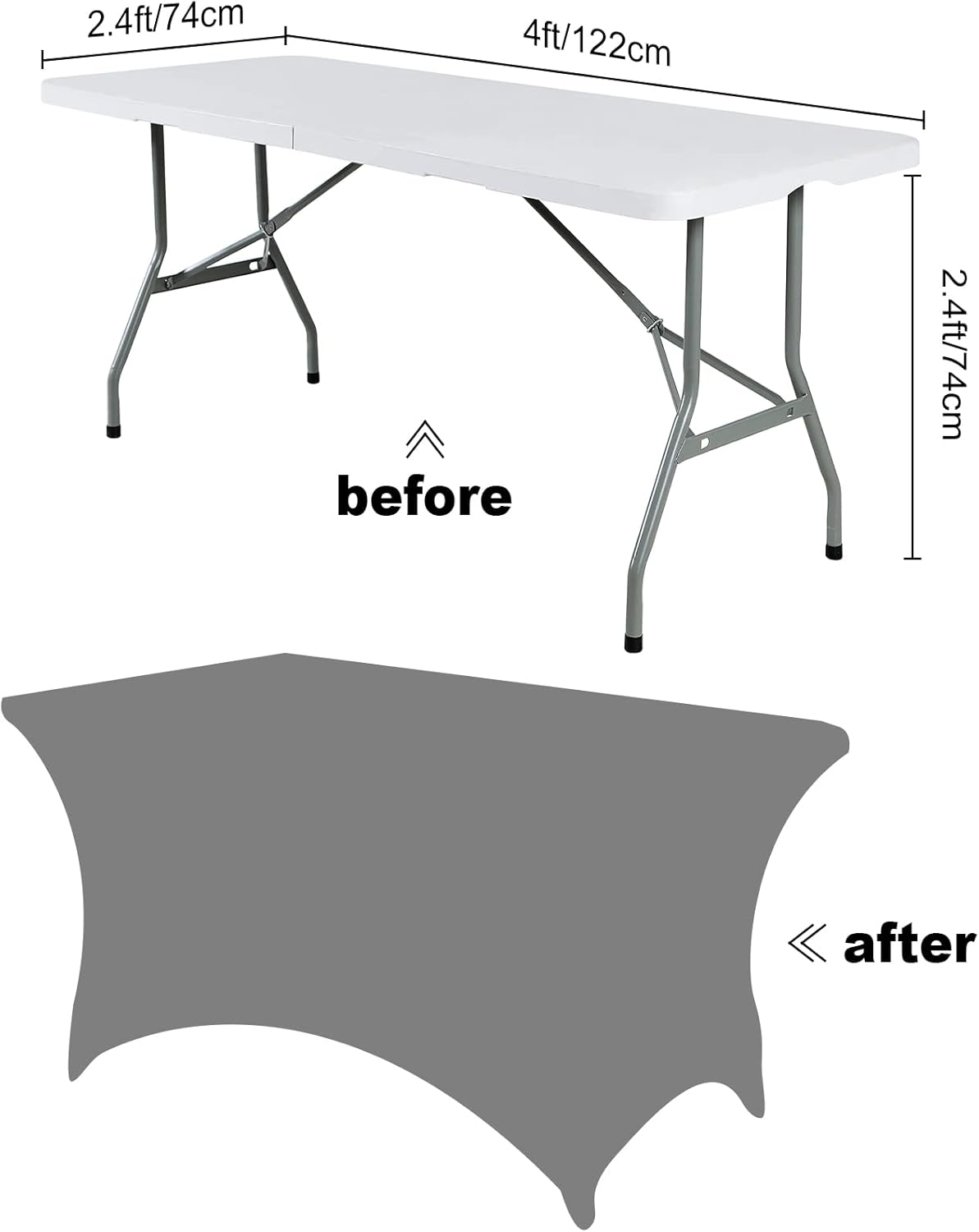 SuperO Waterproof Spandex Table Cover for 4FT Table Universal Fitted Stretch Tablecloth for Party, Banquet, Wedding and Events-Gold