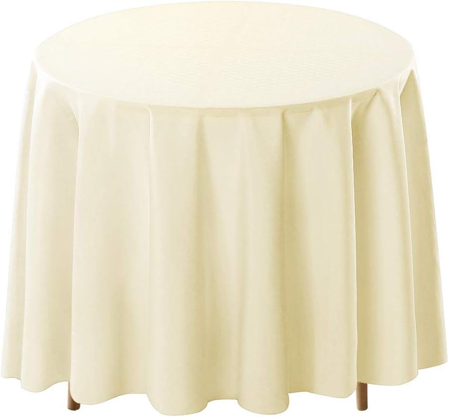 Surmente Ivory Tablecloth for Round Tables, 90-inch Round Table Cloths for Weddings, Banquets, or Restaurants