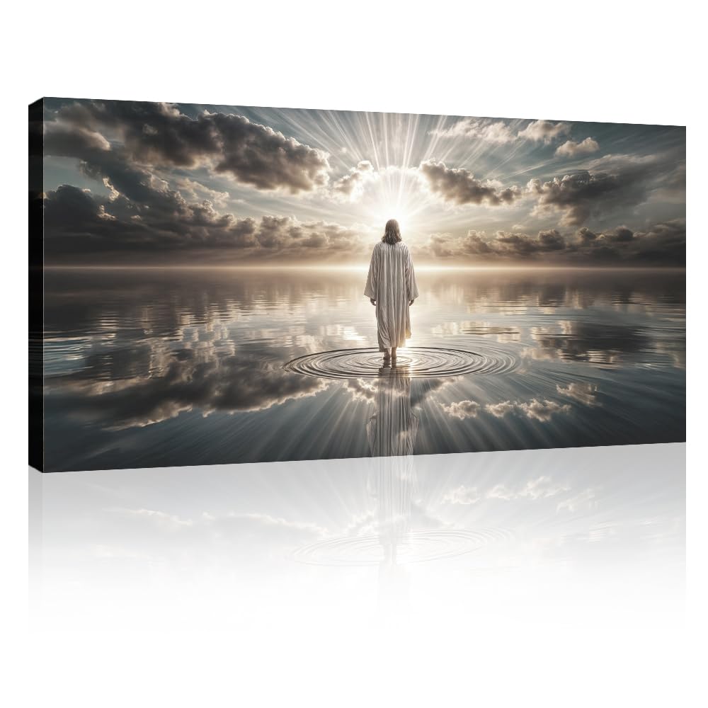 TAILORED CANVASES Jesus Walking on Water Canvas – Christian Wall Art, Jesus Canvas Wall Art, Jesus Pictures for Wall, Jesus Walks Jesus Poster, Jesus Art, Jesus Walking on Water Wall Art - 10x20