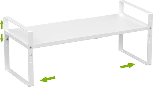 Expandable,Stackable Spice Rack,Seasoning Organizer and Storage,Spices Jar Racks for Cabinet,Countertop, Metal Pantry, Cupboard,Laundry Storages,Heavy Duty(1 Pack/Medium/White)