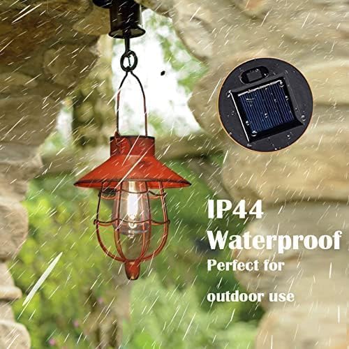 YAKii 6 Pack Solar Lantern Hanging Waterproof Outdoor Metal Solar Lamp with Warm White Light Decorate for Yard Garden Pathway Patio Porch (Red)